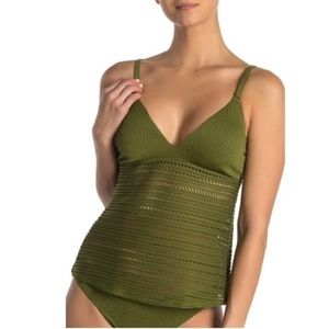 Robin Piccone Perla Crochet Lace Tankini Top